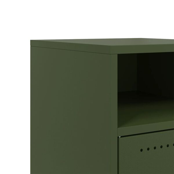 vidaXL Κομοδίνο Πράσινο Λαδί 36x39x59 εκ. από Χάλυβα
