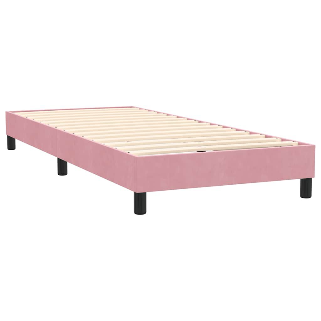 vidaXL Box Spring κρεβάτι με στρώμα ροζ 80x210 εκ. Βελούδινο