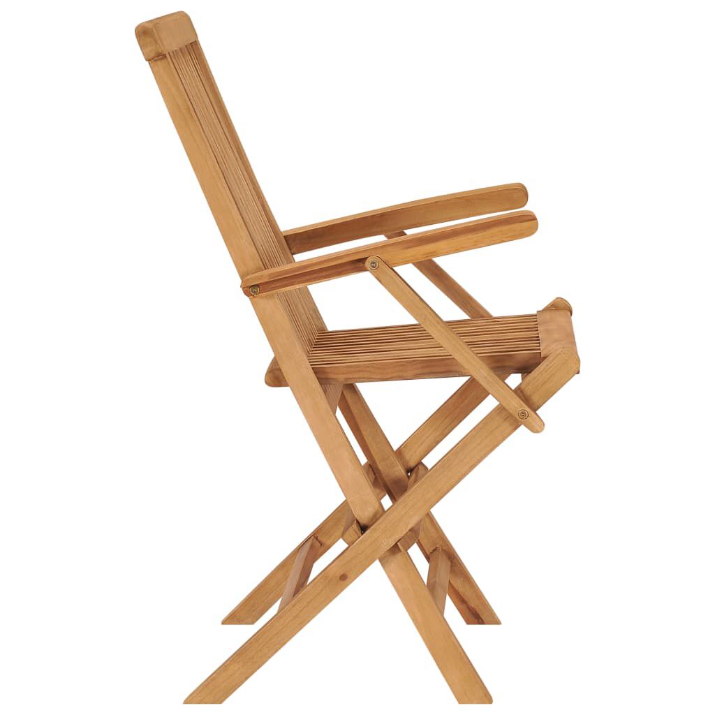 vidaXL Καρέκλες Κήπου 4 τεμ. Μασίφ Ξύλο Teak με Λευκά Κρεμ Μαξιλάρια