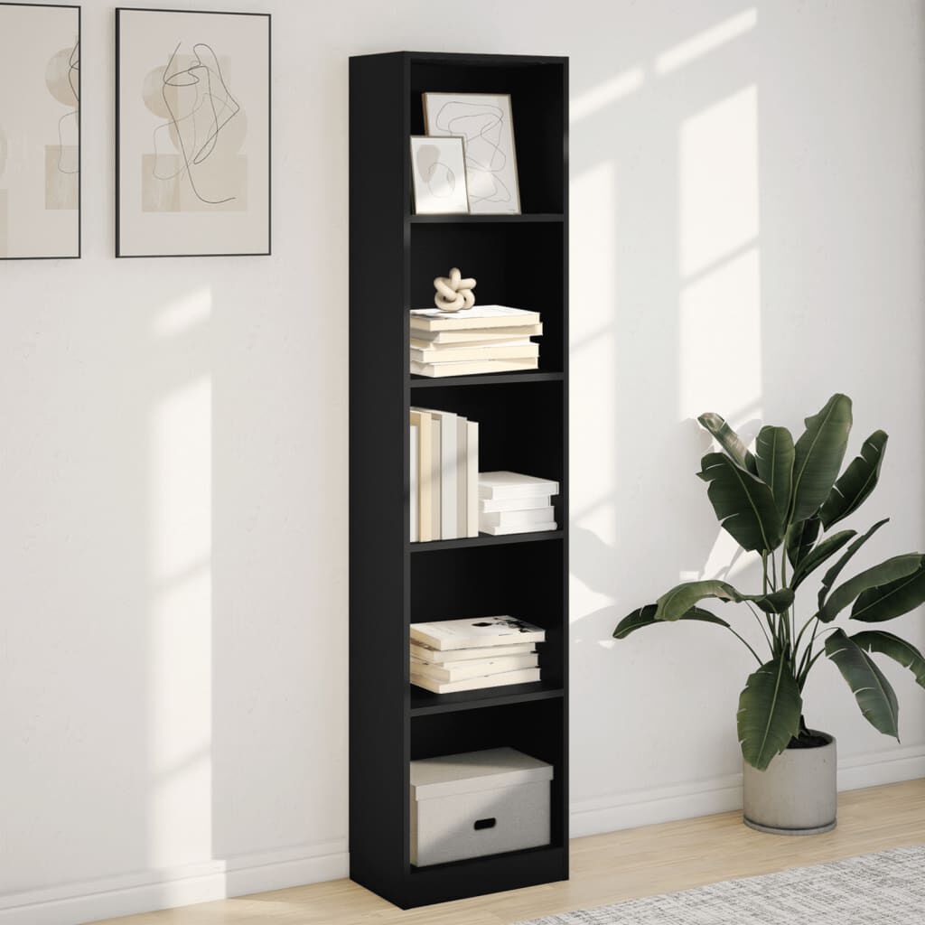 vidaXL Βιβλιοθήκη Μαύρη 40x24x176 εκ. από Επεξεργασμένο Ξύλο