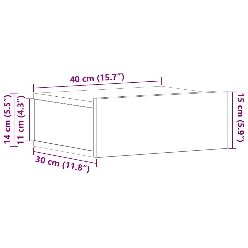 vidaXL Κομοδίνο Κρεμαστό Sonoma Δρυς 40x30x15 εκ. από Επεξ. Ξύλο