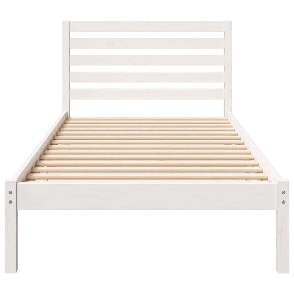 vidaXL Σκελετός Κρεβατιού Λευκό 100 x 220 cm Μασίφ ξύλο πεύκου