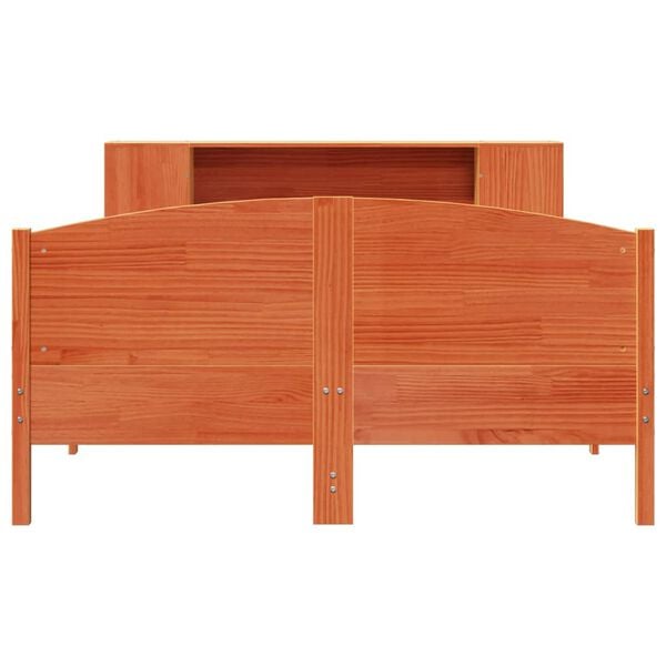 vidaXL Κρεβάτι Βιβλιοθήκη Χωρίς Στρώμα 140x200 εκ Μασίφ Ξύλο Πεύκου