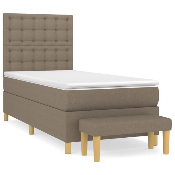 vidaXL &Kappa;&rho;&epsilon;&beta;ά&tau;&iota; Boxspring &mu;&epsilon; &Sigma;&tau;&rho;ώ&mu;&alpha; Taupe 100 x 200 &epsilon;&kappa;. &Upsilon;&phi;&alpha;&sigma;&mu;ά&tau;&iota;&nu;&omicron;