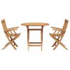 vidaXL Σέτ φαγητού για κήπο 3 pcs Καφέ Μασίφ ξύλο teak