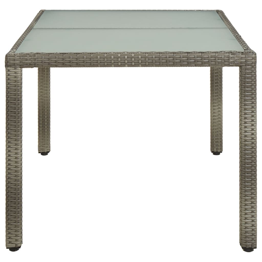 vidaXL Τραπέζι Κήπου Γκρι 150x90x75 εκ. Συνθετικό Ρατάν/Ψημένο Γυαλί