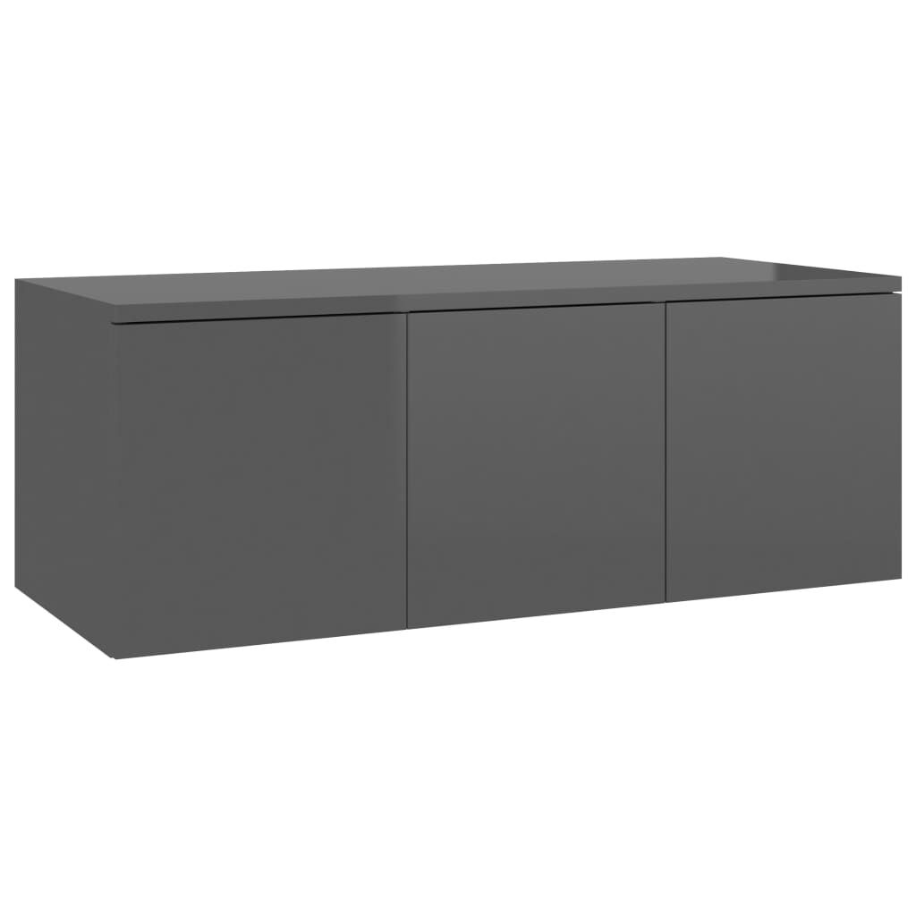 vidaXL Έπιπλο Τηλεόρασης Γυαλιστερό Γκρι 80 x 34 x 30 εκ. Επεξ. Ξύλο
