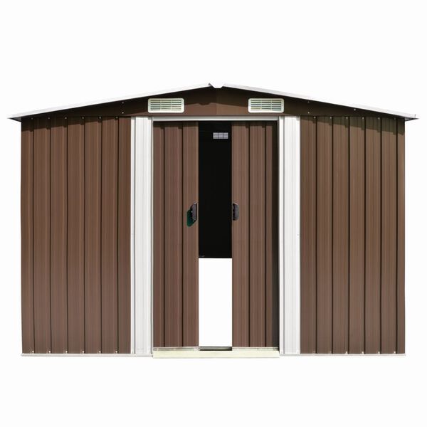 vidaXL Αποθήκη Κήπου Καφέ 257 x 298 x 178 εκ. από Μέταλλο
