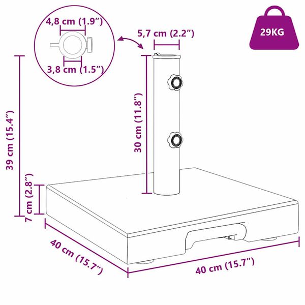 vidaXL Βάση ομπρέλας Γκρι 41 x 41 x 37 εκ. Γρανίτης