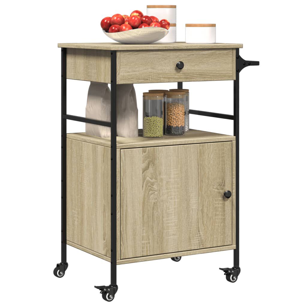 vidaXL Τρόλεϊ Κουζίνας Sonoma Δρυς 56x43x89,5 εκ. Επεξεργασμένο Ξύλο
