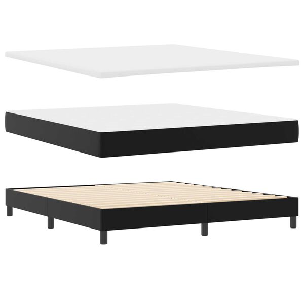 vidaXL Κρεβάτι Box Spring με Στρώμα σε Μαύρο, Σούπερ Κινγκ Μέγεθος, Τεχνητό Δέρμα