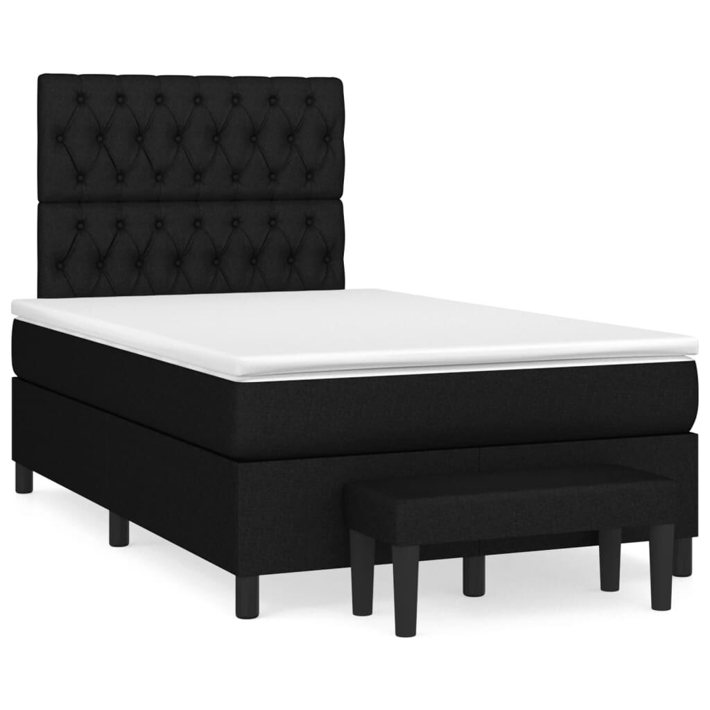 vidaXL Κρεβάτι Boxspring με Στρώμα Μαύρο 120x200 εκ. Υφασμάτινο