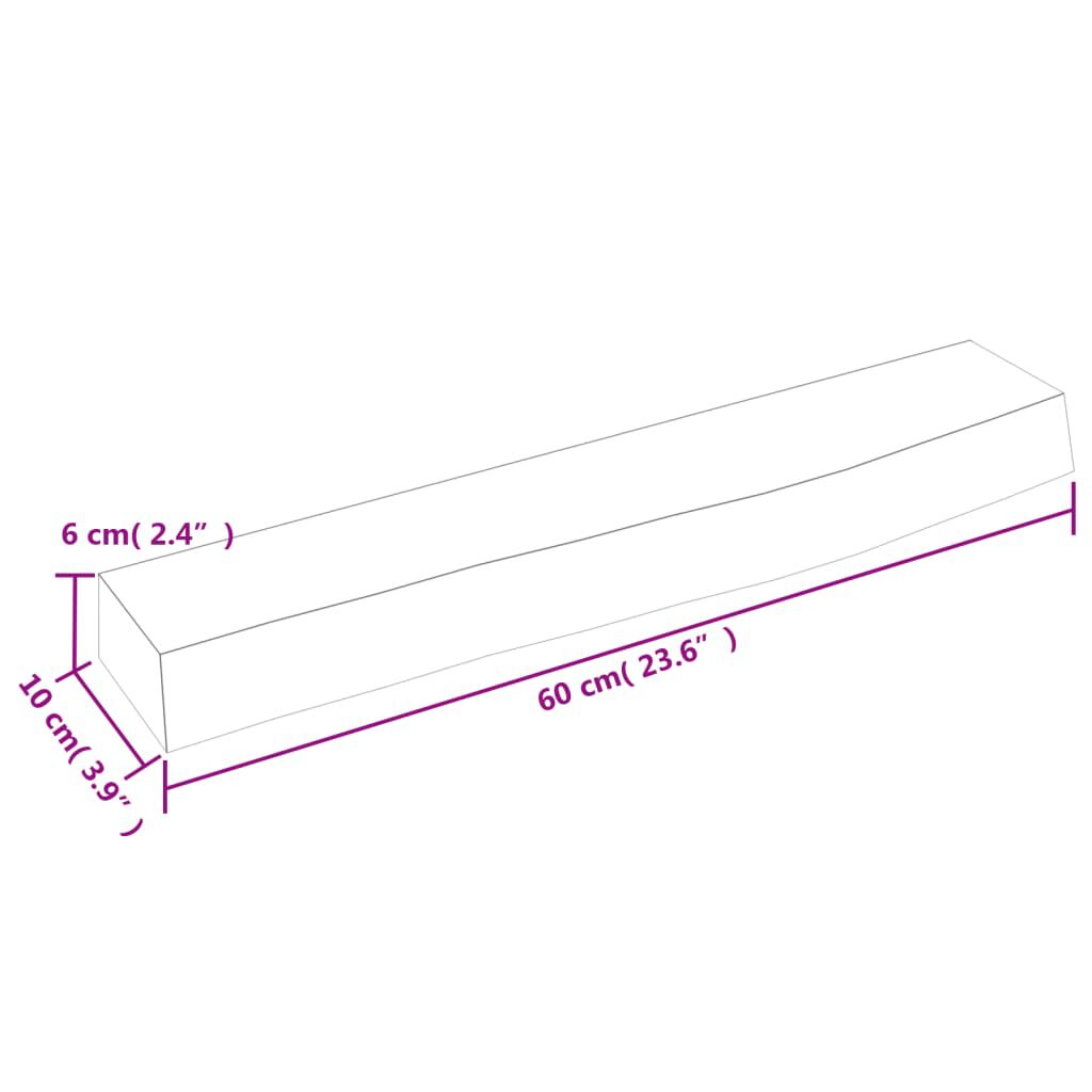 vidaXL Ράφι Τοίχου Ανοιχτό Καφέ 60x10x6 εκ. Επεξεργ. Μασίφ Ξύλο Δρυός