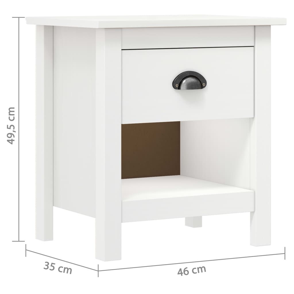 vidaXL Κομοδίνα Hill 2 Τεμ. 46 x 35 x 49,5 εκ. από Μασίφ Ξύλο Πεύκου