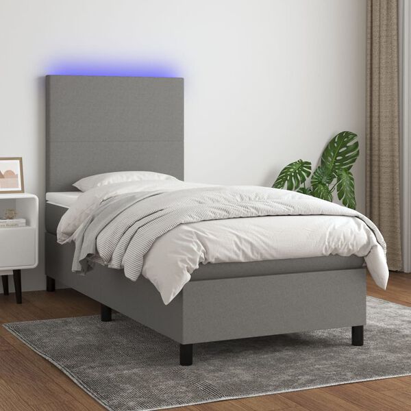vidaXL &Kappa;&rho;&epsilon;&beta;ά&tau;&iota; Boxspring &mu;&epsilon; &Sigma;&tau;&rho;ώ&mu;&alpha; & LED &Sigma;&kappa;.&Gamma;&kappa;&rho;&iota; 100x200 &epsilon;&kappa; &Upsilon;&phi;&alpha;&sigma;&mu;ά&tau;&iota;&nu;&omicron;