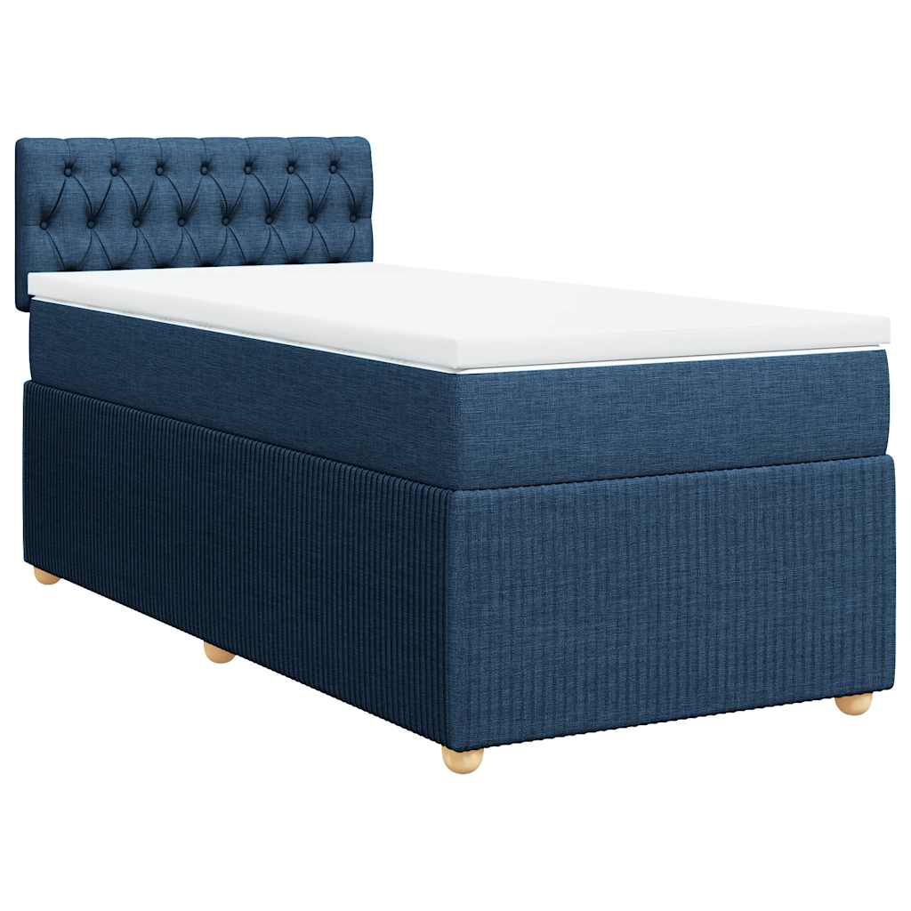 vidaXL Κρεβάτι Boxspring με Στρώμα Μπλε 90x190 εκ.Υφασμάτινο