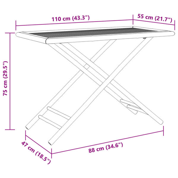 vidaXL Τραπέζι Κήπου Πτυσσόμενο 110x55x75 εκ. από Μπαμπού