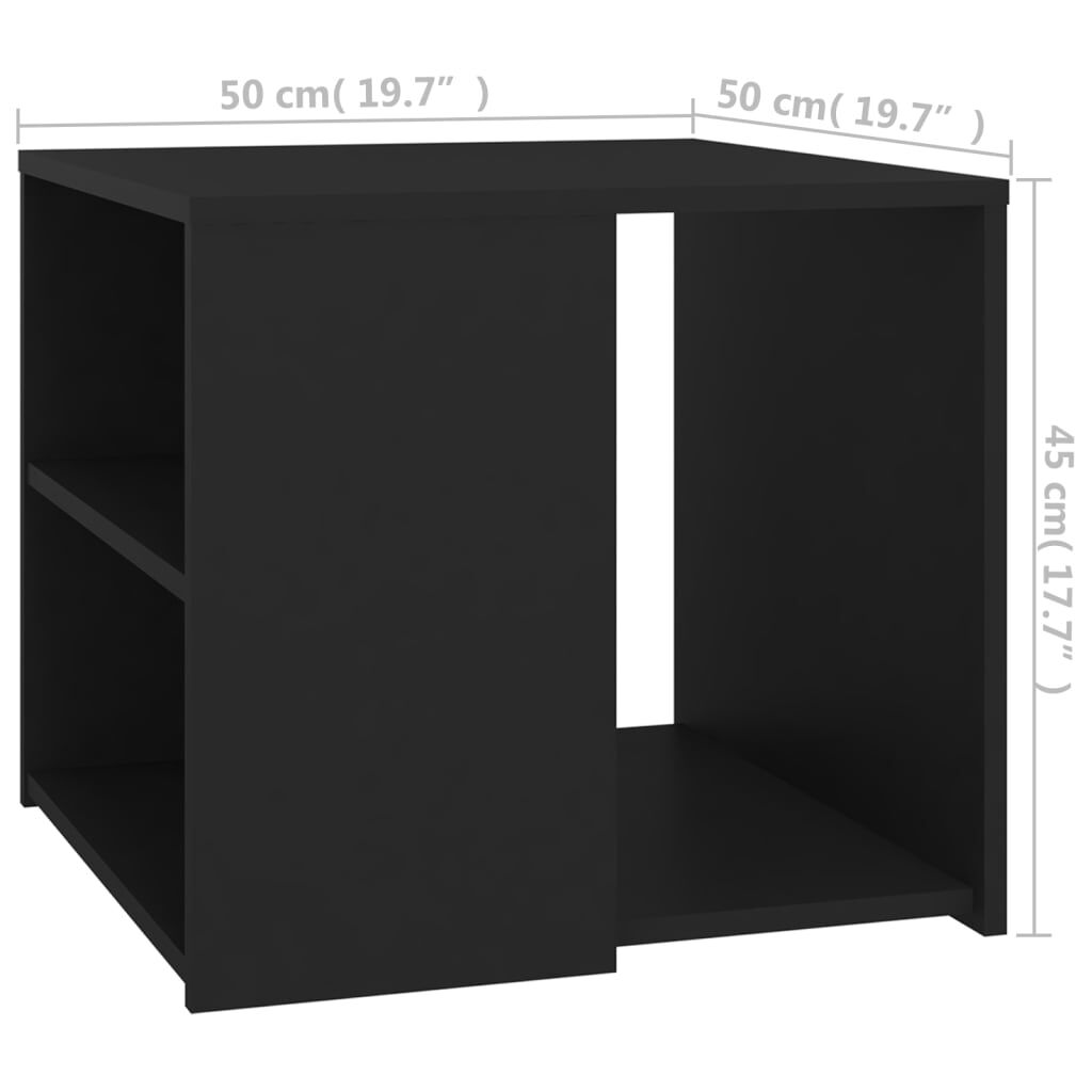 vidaXL Τραπέζι Βοηθητικό Μαύρο 50 x 50 x 45 εκ. από Επεξ. Ξύλο