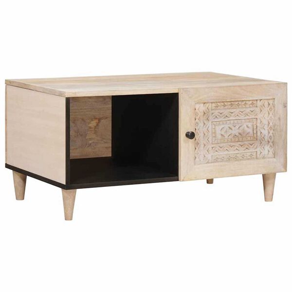 vidaXL Τραπεζάκι σαλονιού Μπεζ 80 x 50 x 40 cm Μασίφ ξύλο μάνγκο