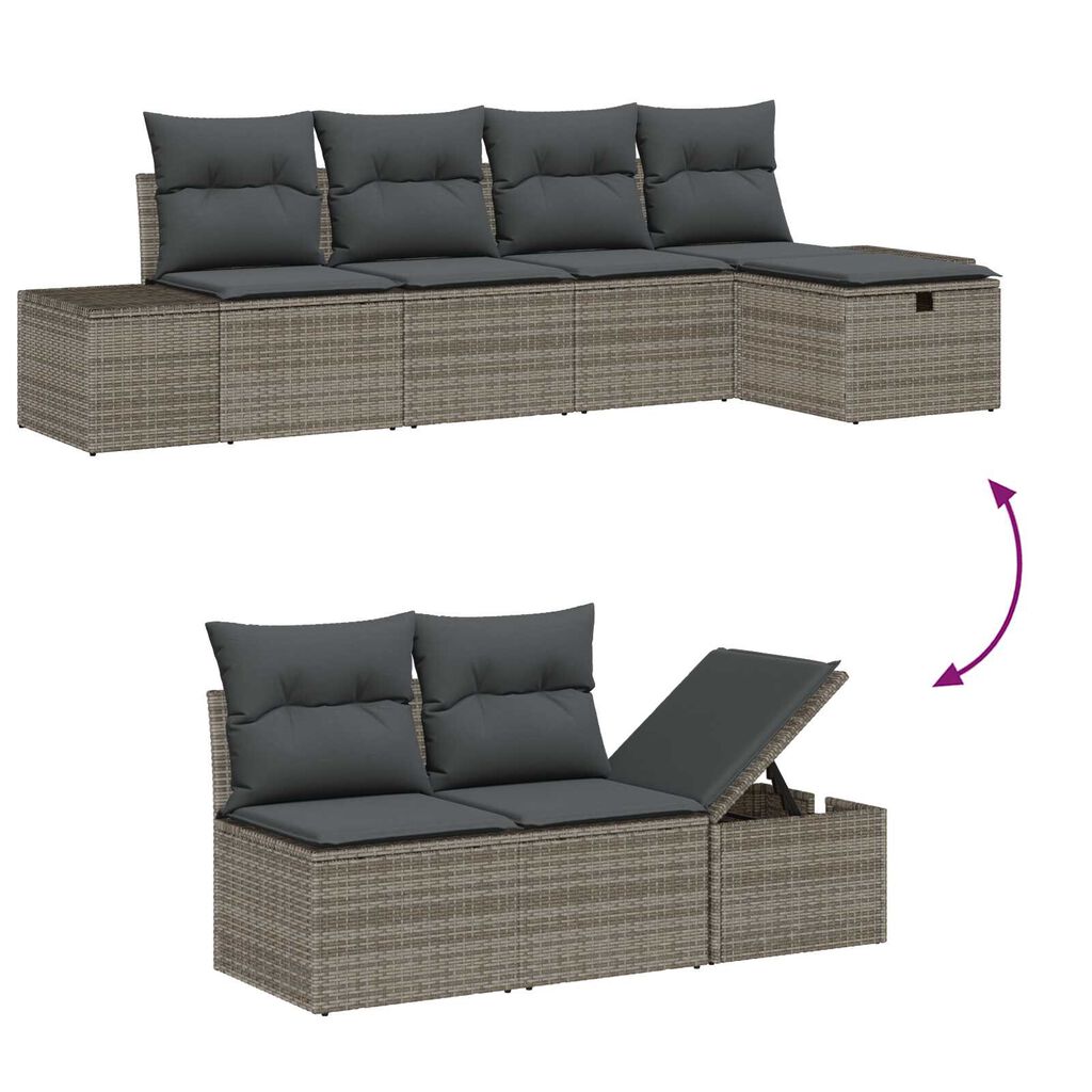 vidaXL Σετ Καναπέ Κήπου 6 pcs Γκρι 55 x 62 x 69 εκ Πολυ ράταν