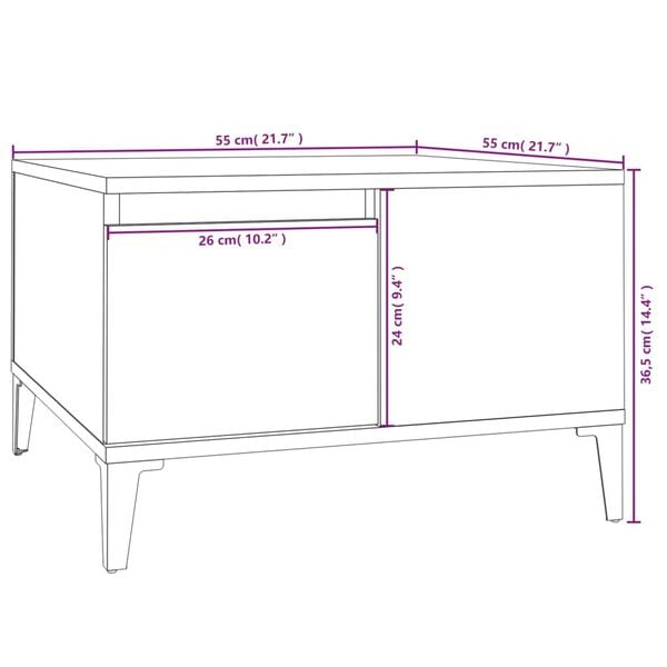 vidaXL Τραπεζάκι Σαλονιού Καφέ Δρυς 55x55x36,5 εκ. Επεξεργασμένο Ξύλο