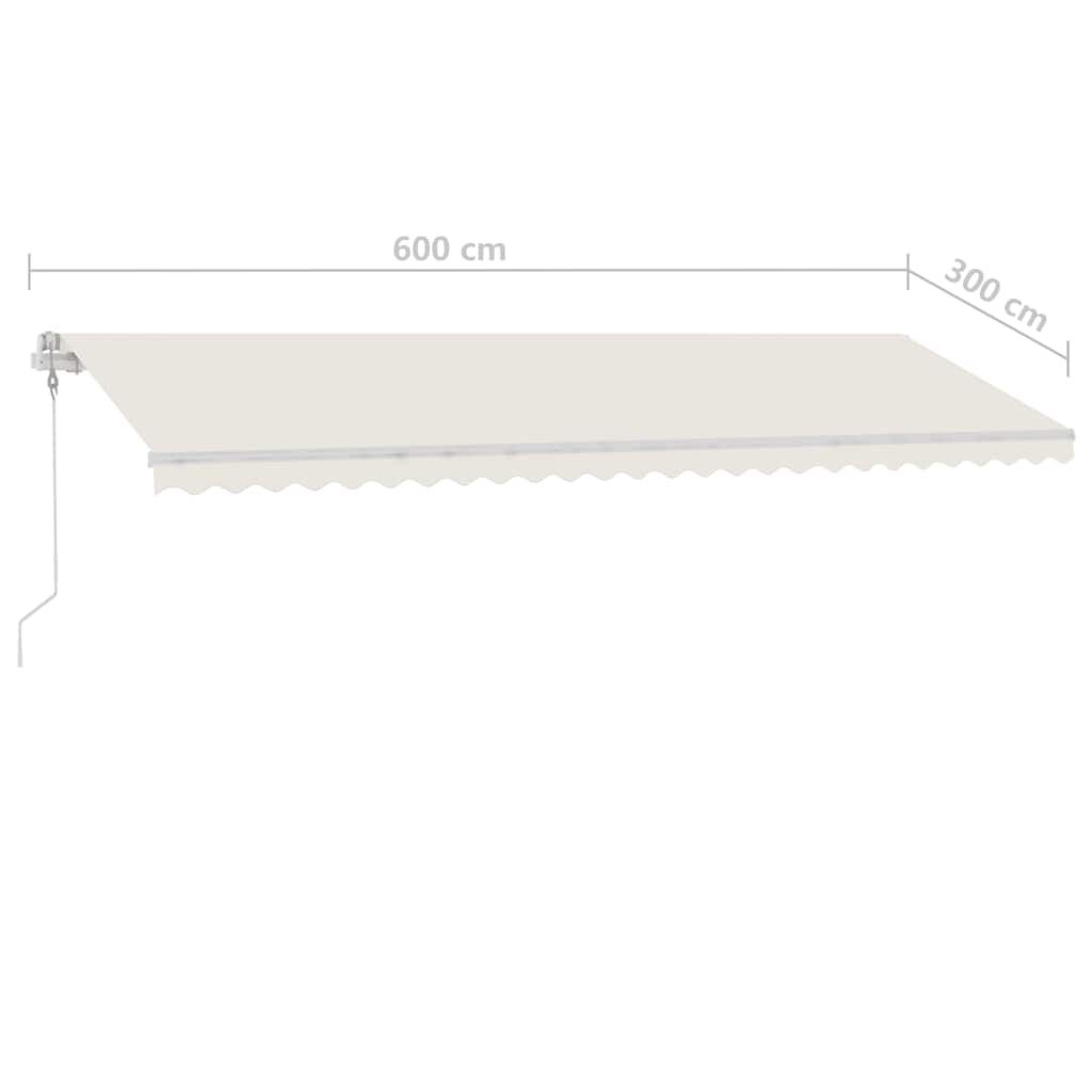 vidaXL Τέντα Αυτόματη με LED & Αισθητήρα Ανέμου Κρεμ 600 x 300 εκ.
