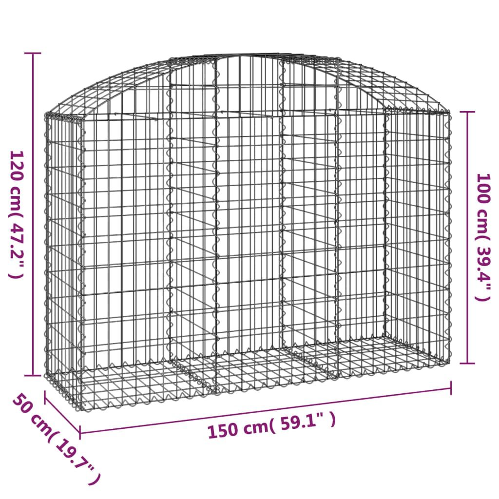 vidaXL Συρματοκιβώτιο Τοξωτό 150x50x100/120εκ. από Γαλβανισμένο Χάλυβα