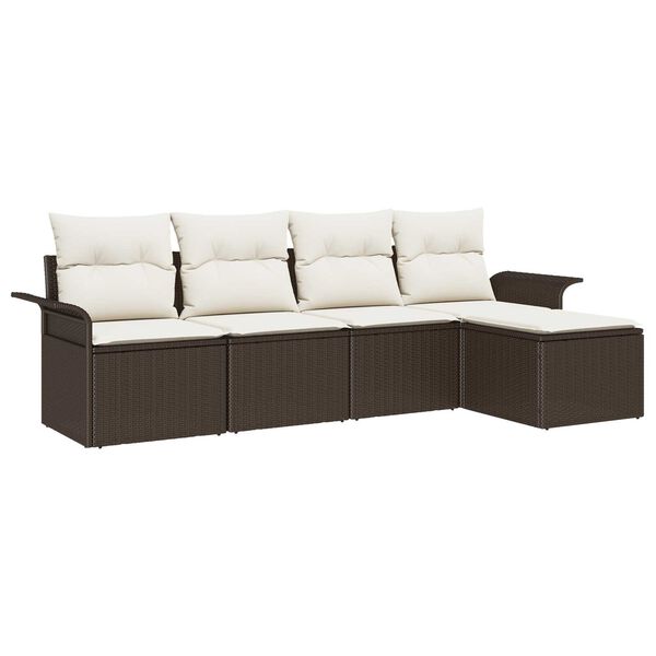 vidaXL Σετ Καναπέ Κήπου με μαξιλάρι 5 pcs Καφέ Πολυ ράταν