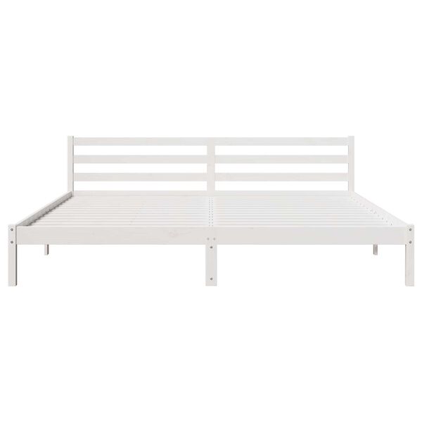 vidaXL Κρεβάτι με κεφαλάρι Λευκό 220 x 180 εκ Μασίφ ξύλο πεύκου