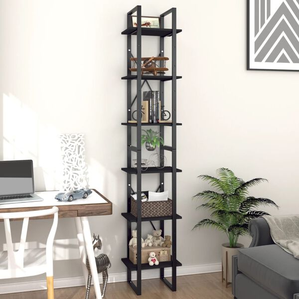 vidaXL Βιβλιοθήκη με 6 Ράφια Μαύρη 40 x 30 x 210 εκ. από Μοριοσανίδα