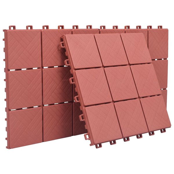 vidaXL Πλακάκια Deck 10 τεμ. Κόκκινα 30,5 x 30,5 εκ. Πλαστικά