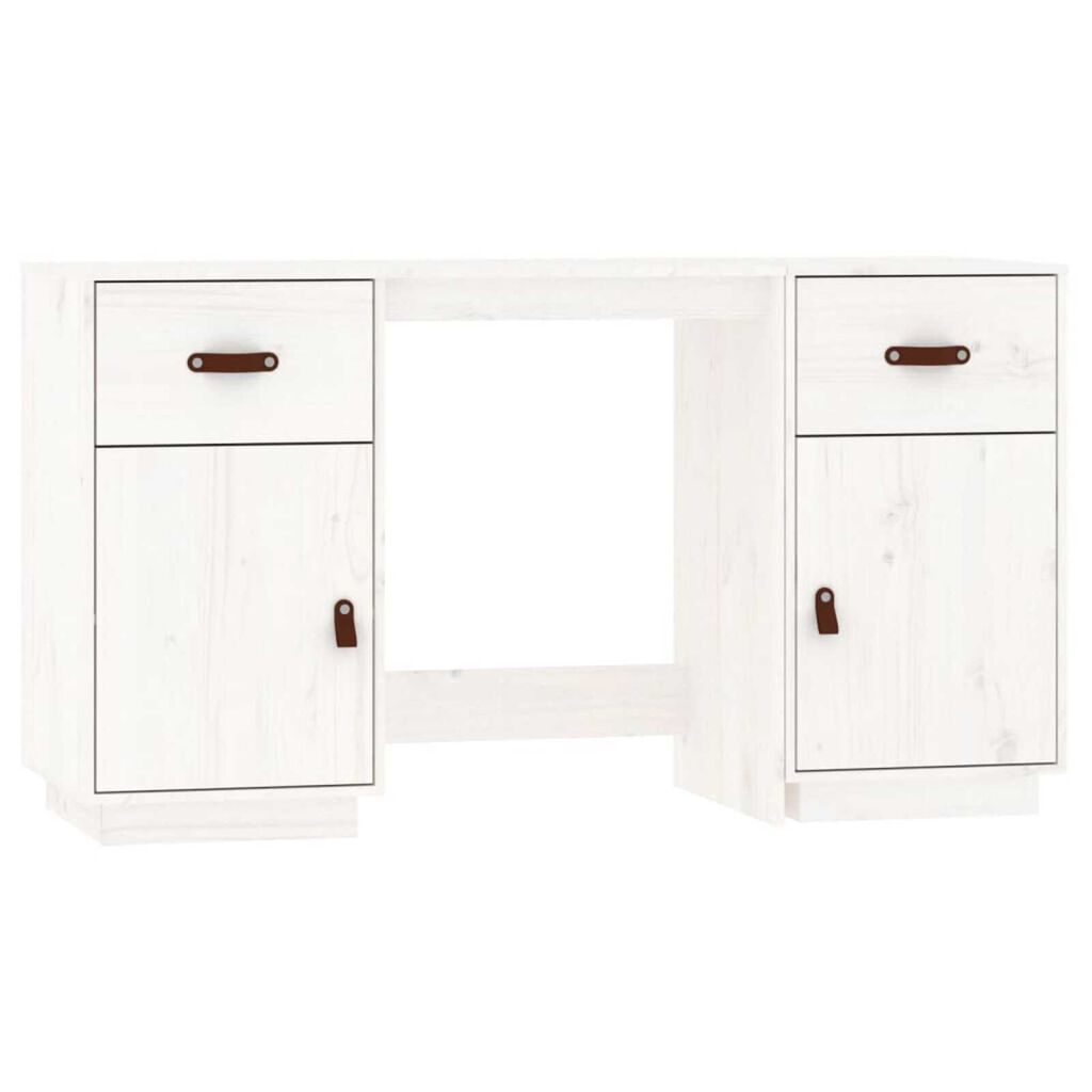 vidaXL Ντουλάπι Γραφείου Καφέ Λευκό 135x50x75εκ. από Μασίφ Ξύλο Πεύκου