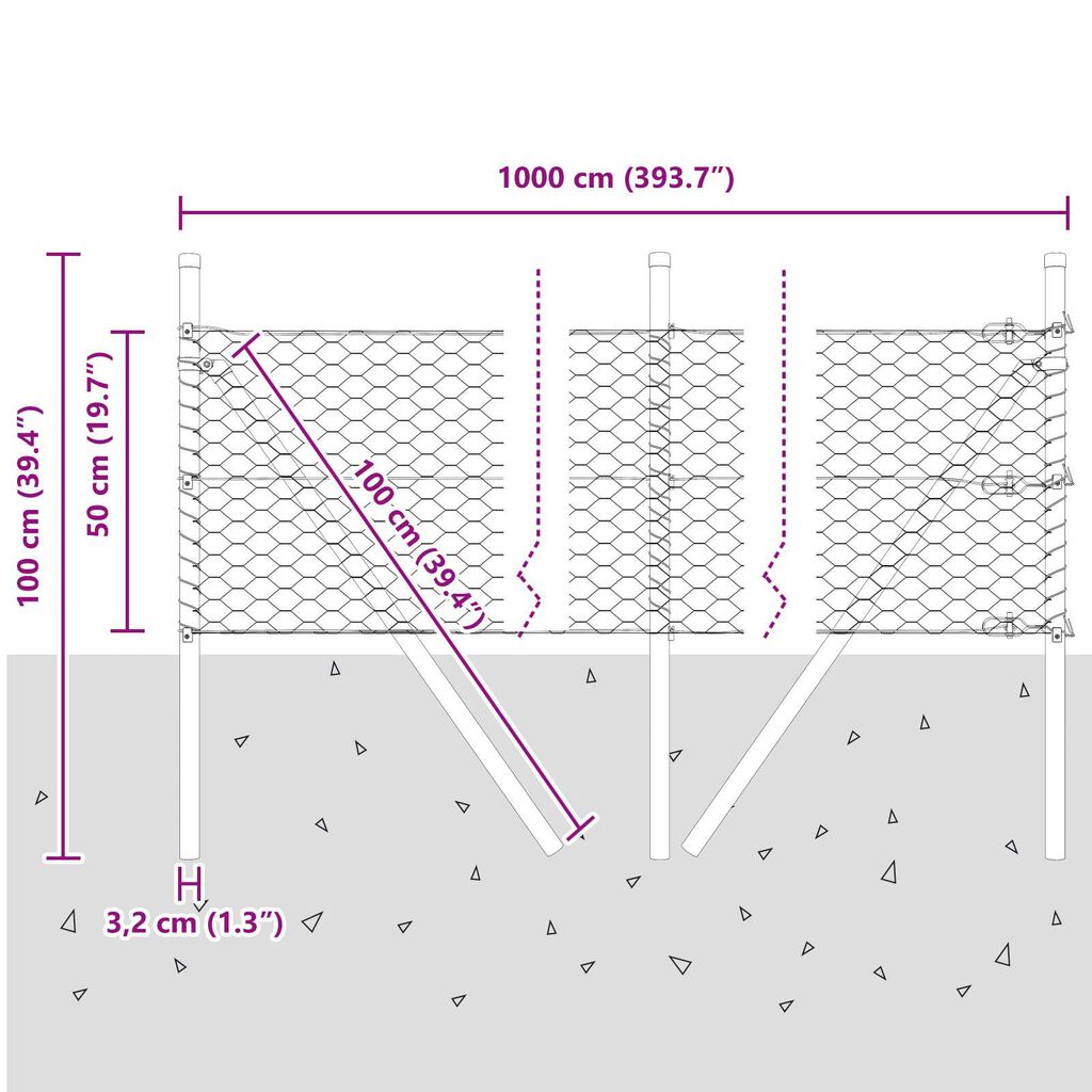 Hexagon Φράκτης vidaXL Πράσινος 0.5x10 μ Χάλυβας