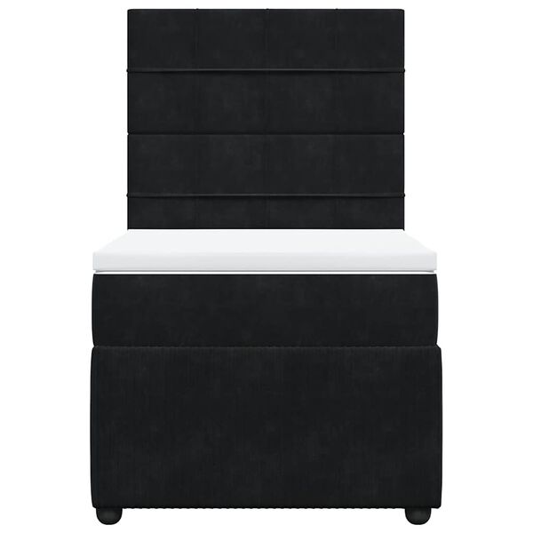 vidaXL Κρεβάτι Boxspring με Στρώμα Μαύρο 100x200 εκ. Βελούδινο