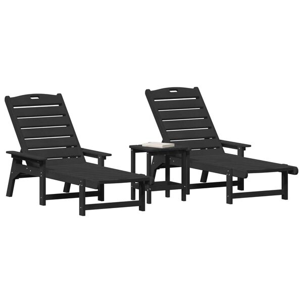 vidaXL Έπιπλα Χαλάρωσης Κήπου 3 pcs Μαύρο 38 x 38 x 46cm Πολυαιθυλένιο