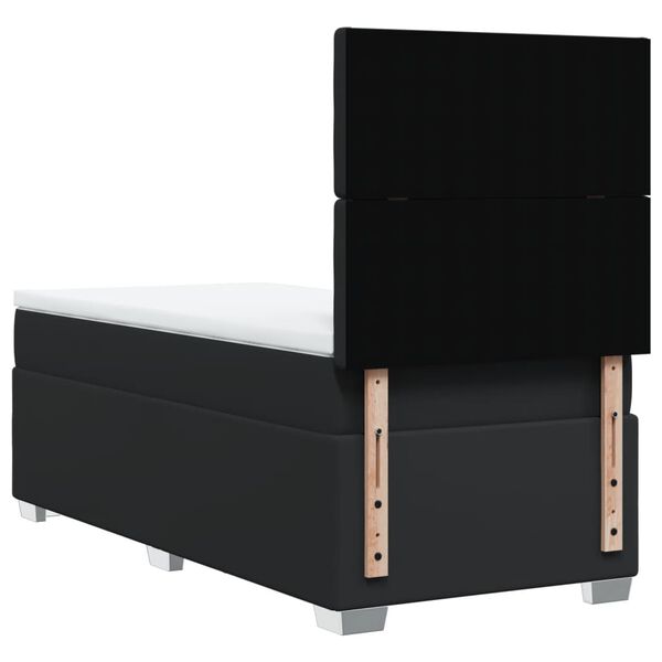 vidaXL Κρεβάτι Boxspring με Στρώμα Μαύρο 90x190εκ. από Συνθετικό Δέρμα