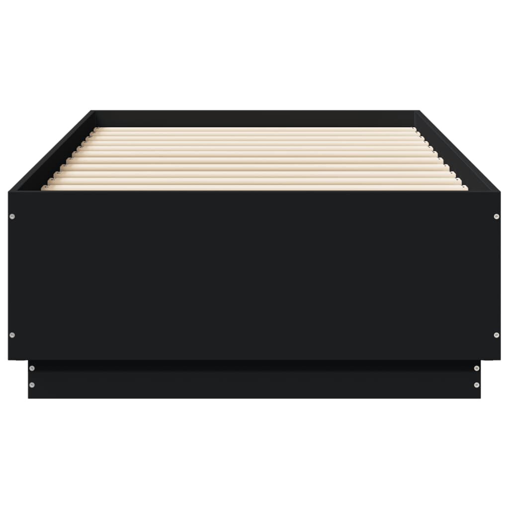vidaXL Πλαίσιο Κρεβατιού με LED Μαύρο 90x190 εκ. Επεξ. Ξύλο