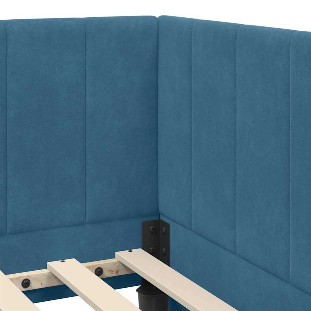 vidaXL Κρεβάτι Γωνίας με κεφαλάρι Μπλε 100 x 200 cm Βελούδο