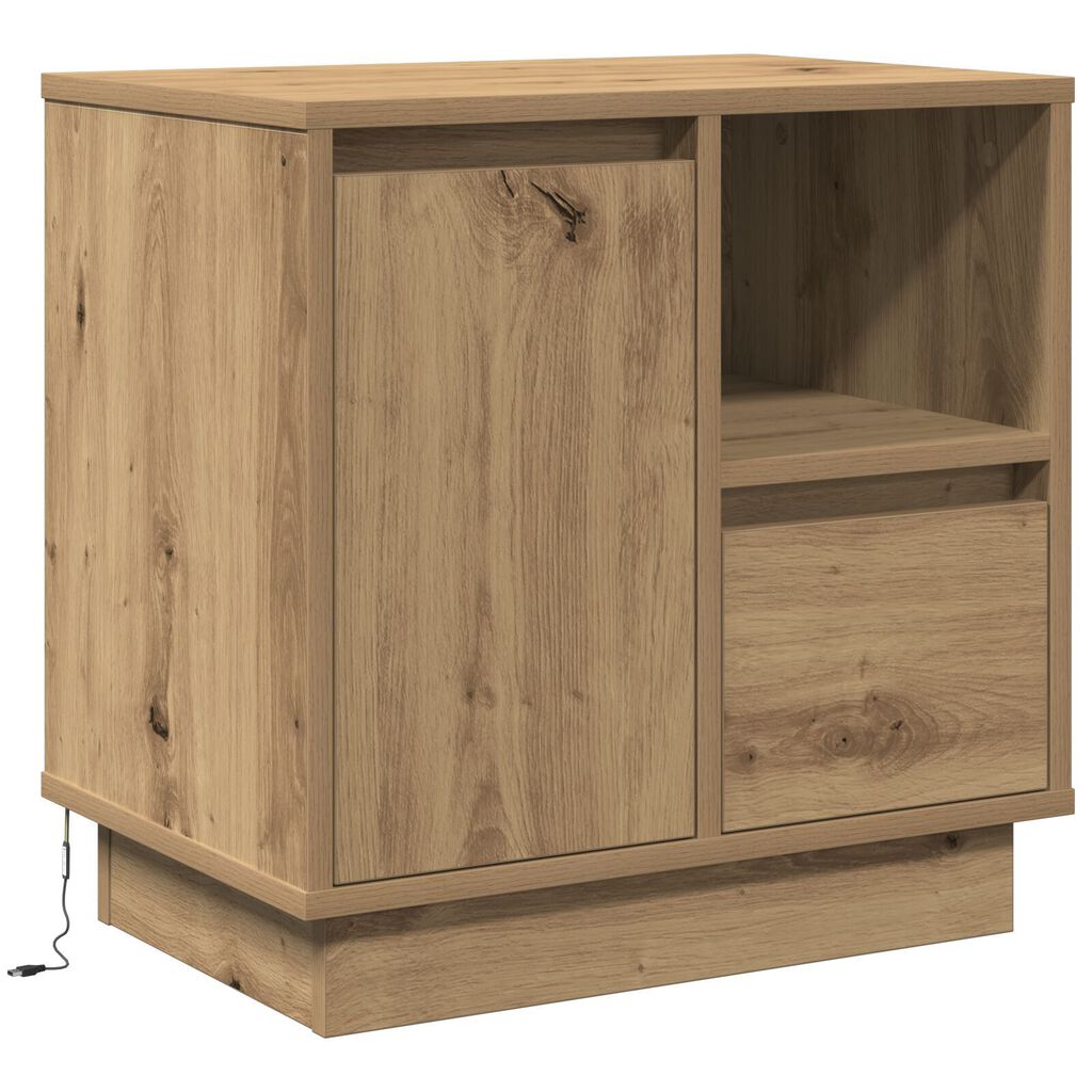 vidaXL Κομοδίνο με LED Artisan Oak 50x34,5x50 εκ.