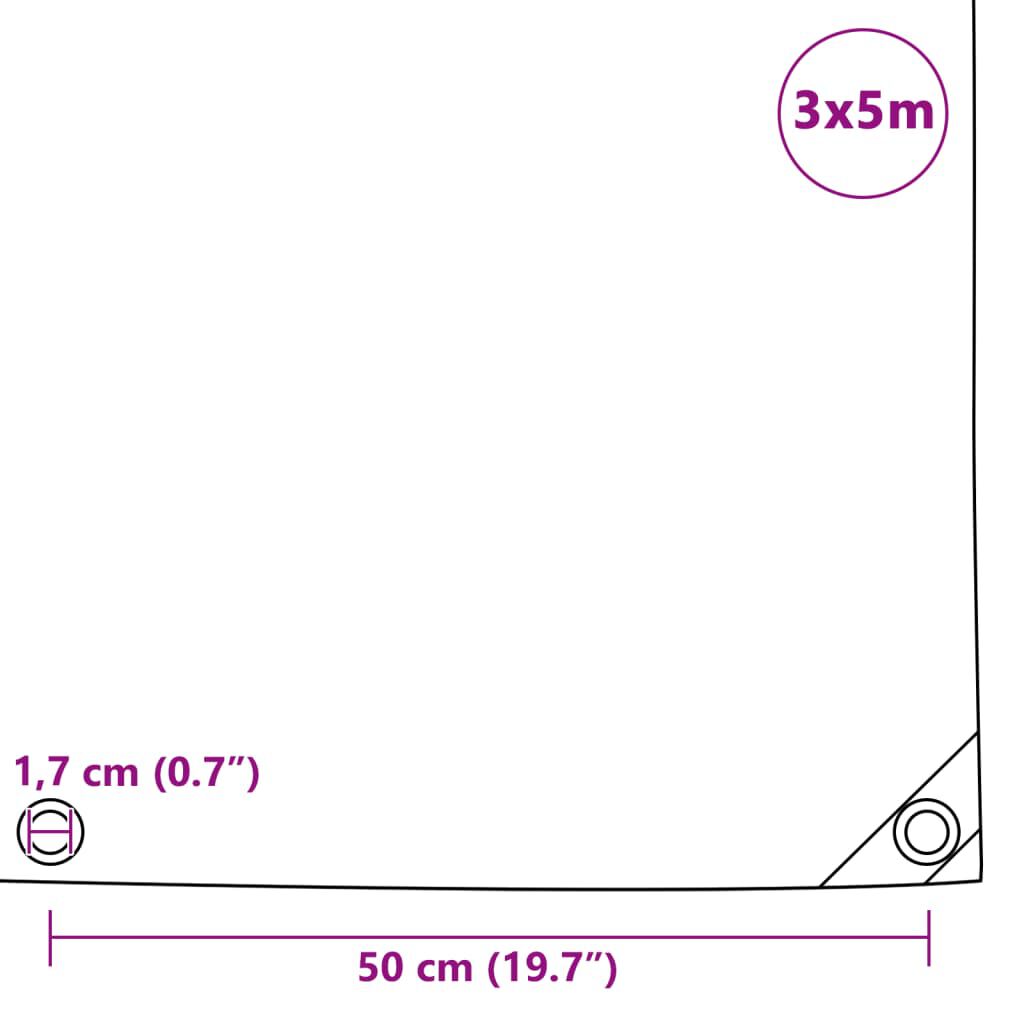 vidaXL Μουσαμάς 650 γρ./μ.² Γκρι 3 x 5 μ.