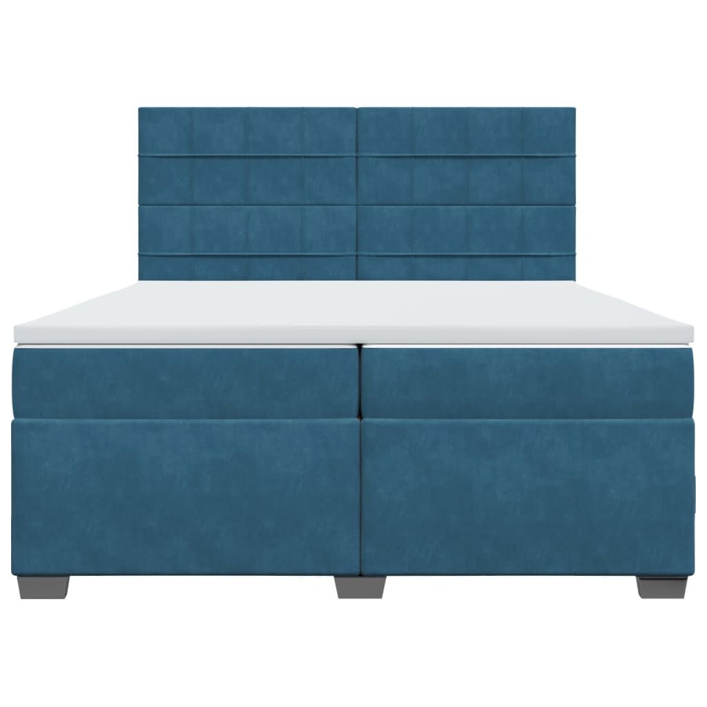 vidaXL Κρεβάτι Boxspring με Στρώμα Μπλε 200x200 εκ. Βελούδινο