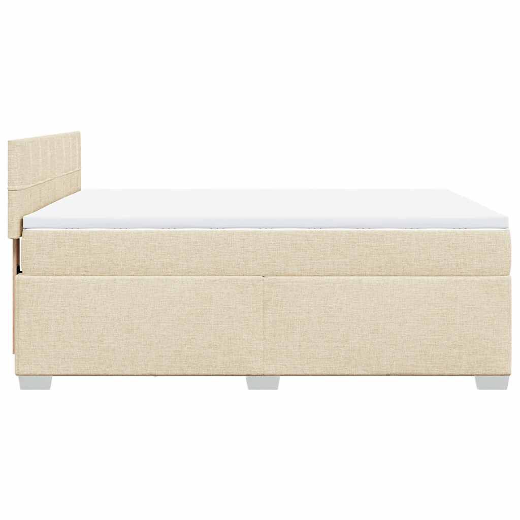 vidaXL Κρεβάτι Boxspring με Στρώμα Κρεμ 140x190 εκ. Υφασμάτινο