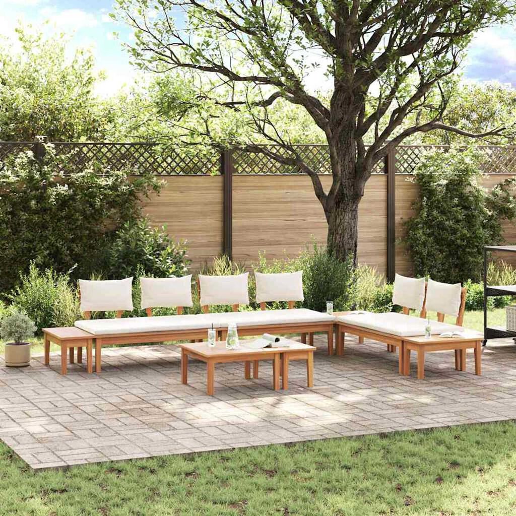 vidaXL Σετ Παγκάκι Κήπου 5 pcs Καφέ, Κρέμα Πολυ rattan, βαμμένο ατσάλι