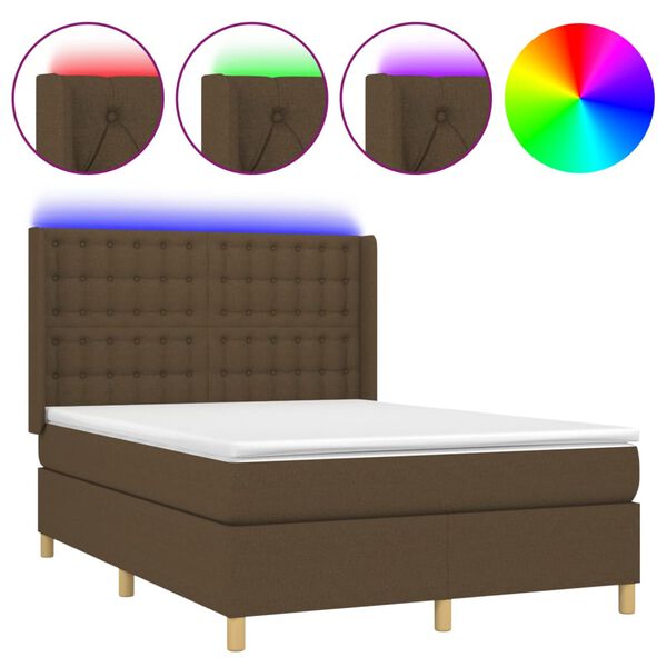 vidaXL &Kappa;&rho;&epsilon;&beta;ά&tau;&iota; Boxspring &mu;&epsilon; &Sigma;&tau;&rho;ώ&mu;&alpha; & LED &Sigma;&kappa;.&Kappa;&alpha;&phi;έ 140x200 &epsilon;&kappa; &Upsilon;&phi;&alpha;&sigma;&mu;ά&tau;&iota;&nu;&omicron;