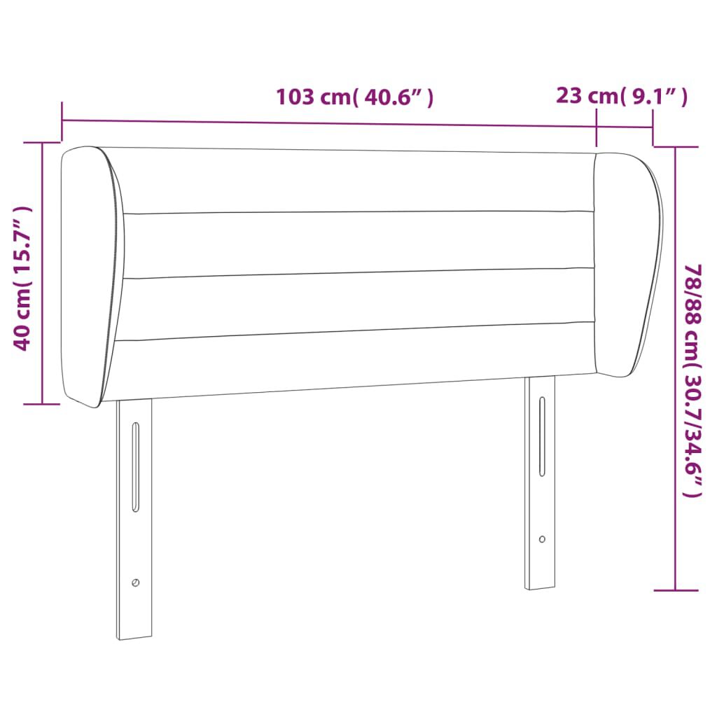 vidaXL Κεφαλάρι με Πτερύγια Μαύρο 103x23x78/88 εκ. Βελούδινο