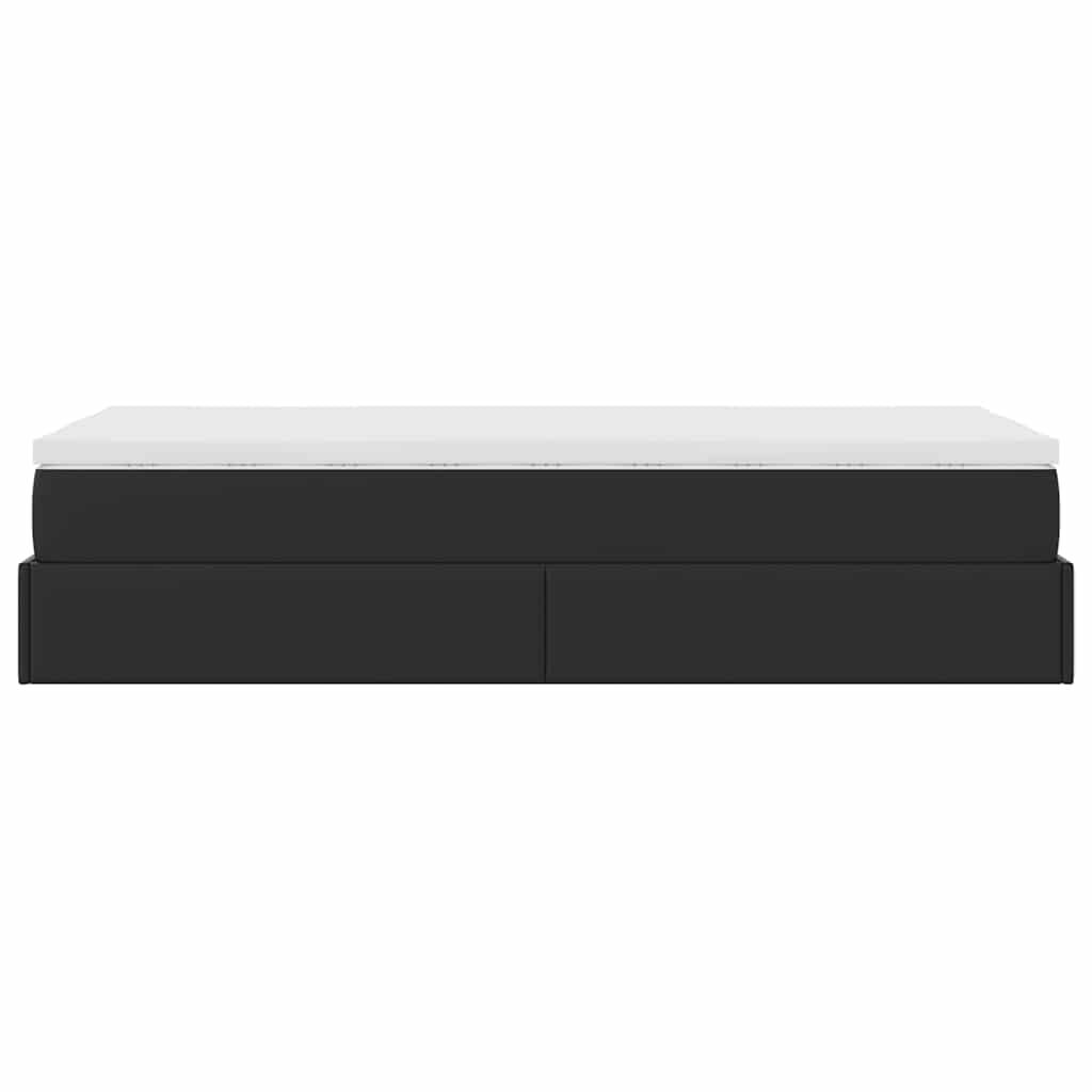 vidaXL Οθωμανικό κρεβάτι με στρώμα Μαύρο 100x200cm Faux Leather