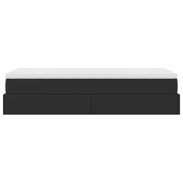 vidaXL Οθωμανικό κρεβάτι με στρώμα Μαύρο 100x200cm Faux Leather