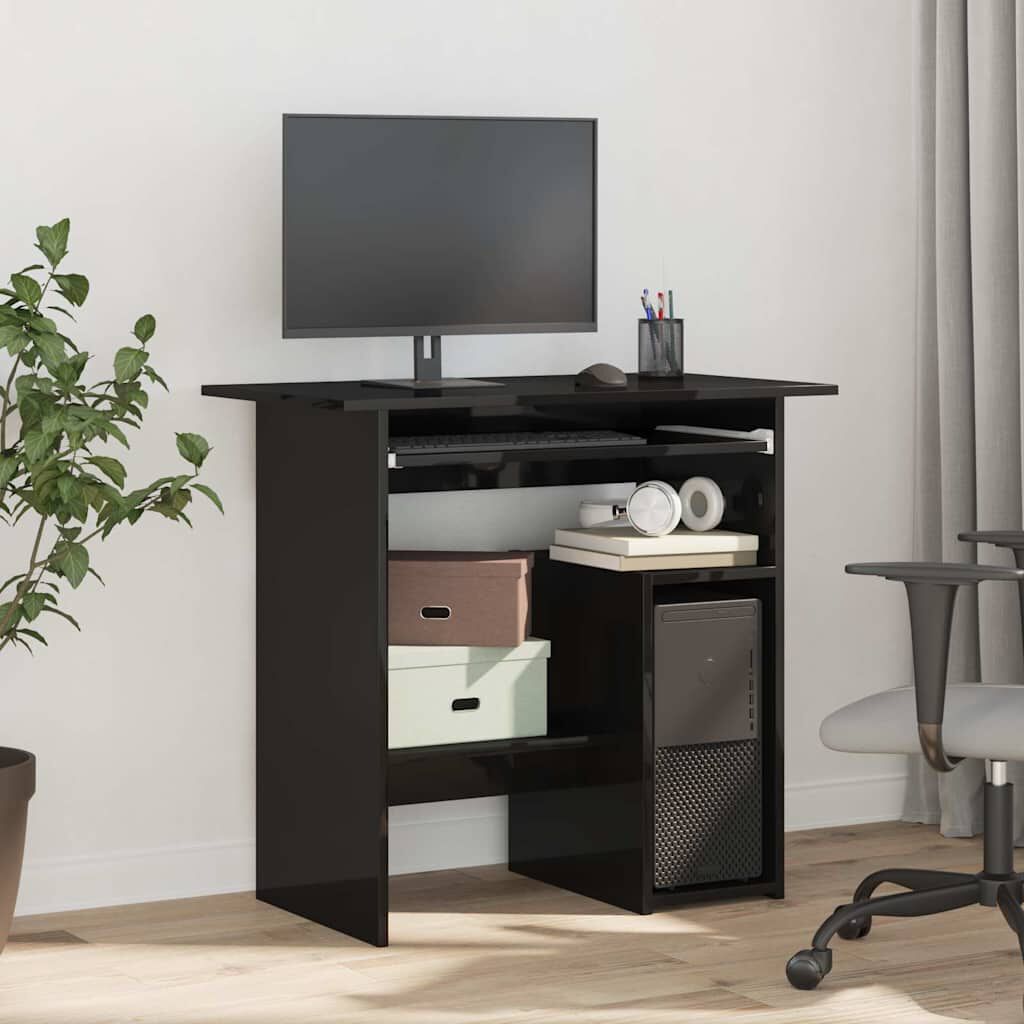vidaXL Γραφείο Γυαλιστερό Μαύρο 80 x 45 x 74 εκ. από Μοριοσανίδα