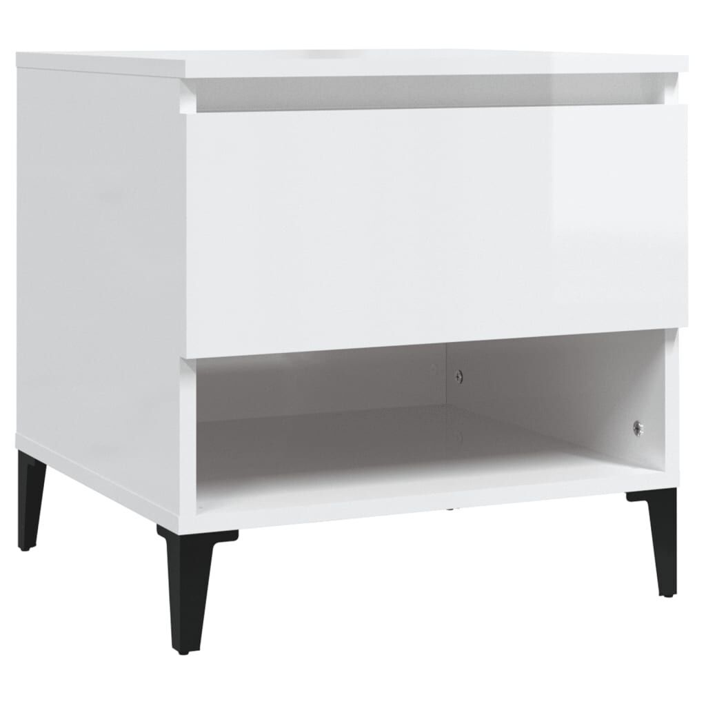 vidaXL Βοηθητικό Τραπέζι Γυαλιστ. Λευκό 50x46x50εκ. Επεξεργασμένο Ξύλο