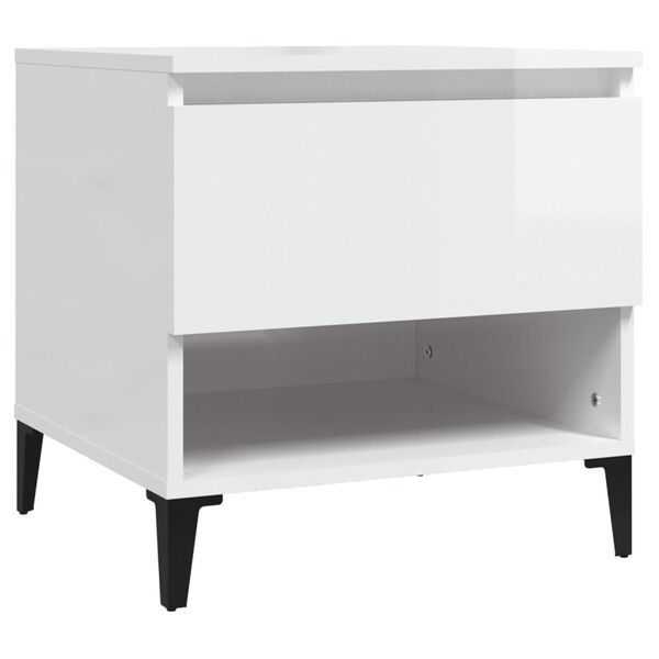 vidaXL Βοηθητικό Τραπέζι Γυαλιστ. Λευκό 50x46x50εκ. Επεξεργασμένο Ξύλο